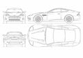 Blueprint aston martin vanquish 2005 01 A4 Photo Print