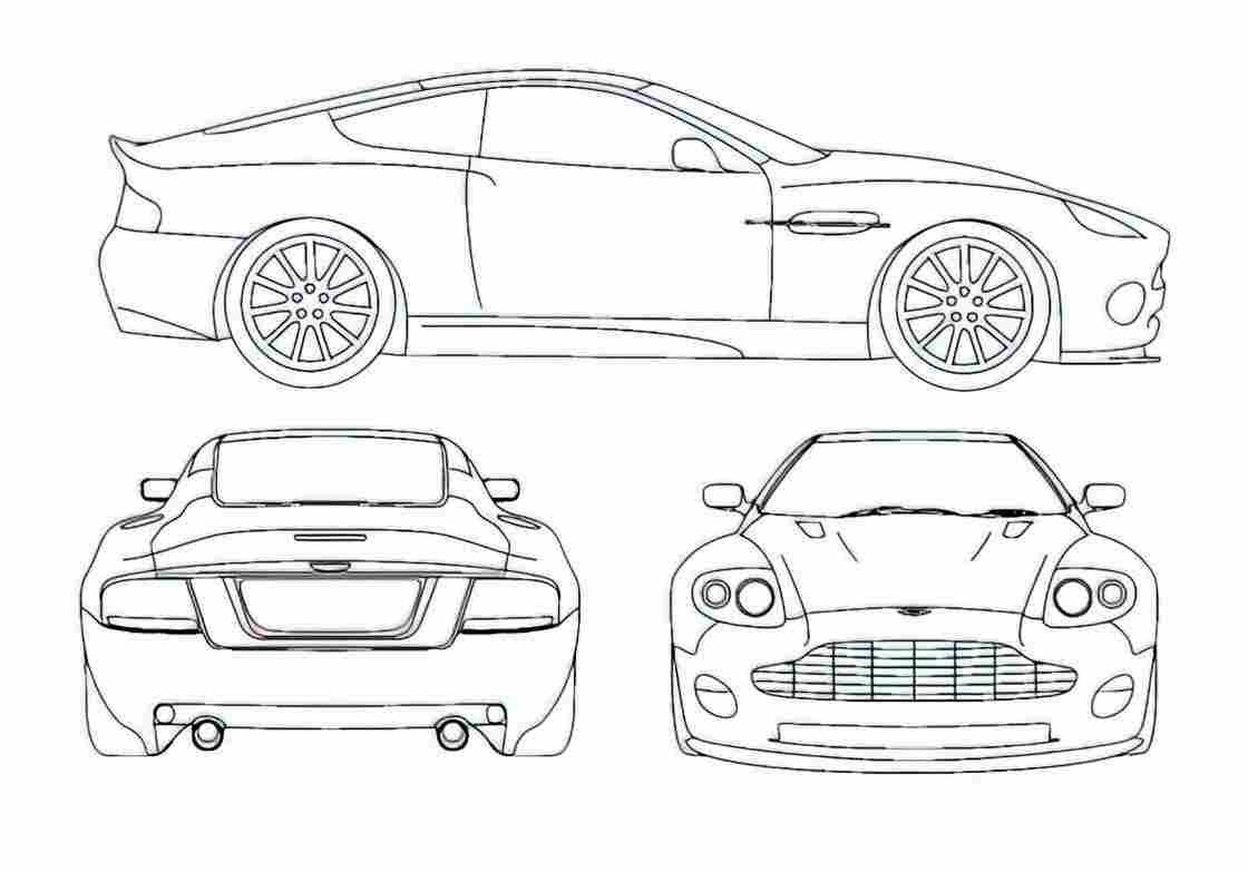 Blueprint aston martin vanquish 2006 01 A4 Photo Print