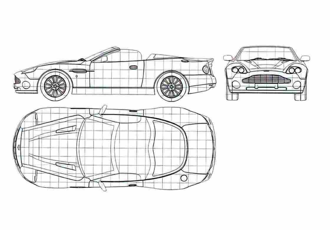Blueprint aston martin vanquish cabrio 01 A4 Photo Print