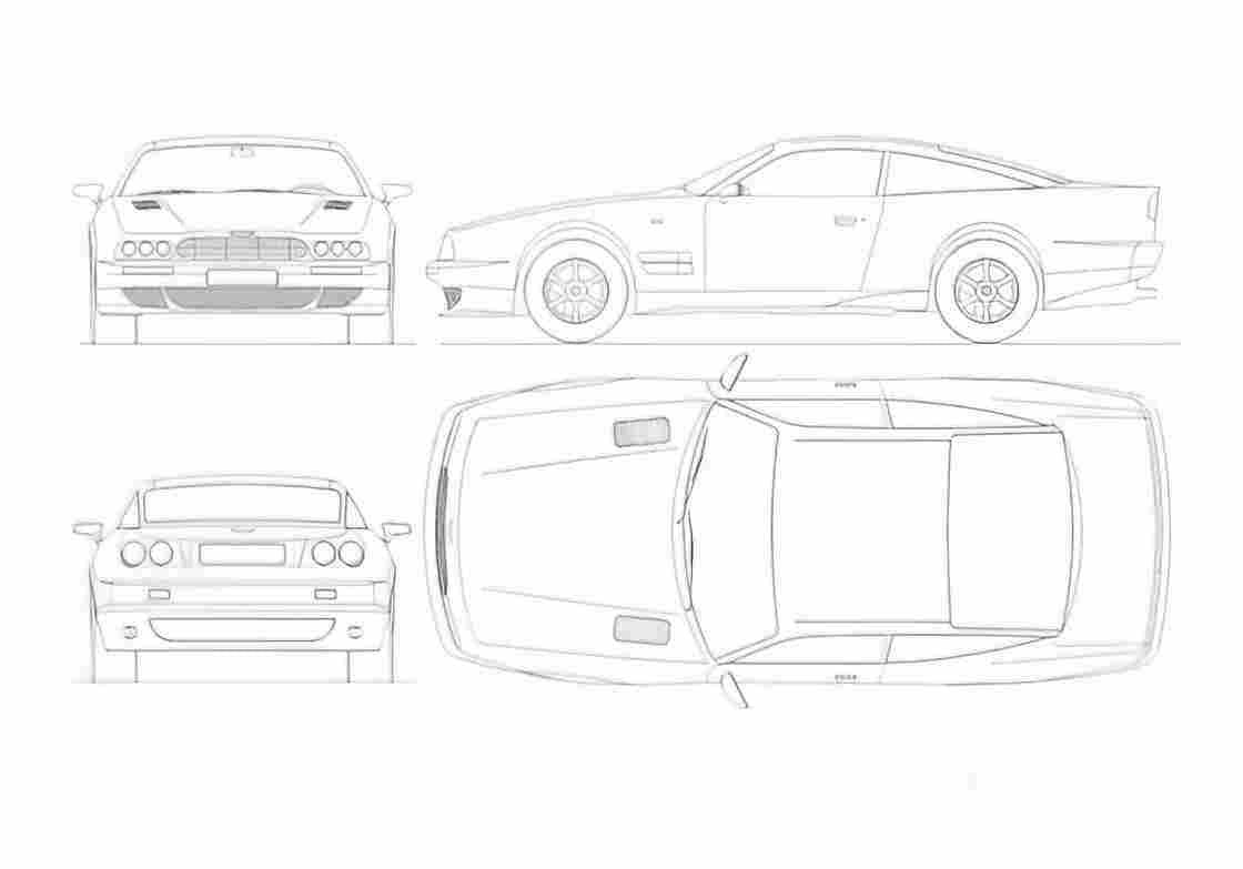 Blueprint aston martin virage 1994 01 A4 Photo Print