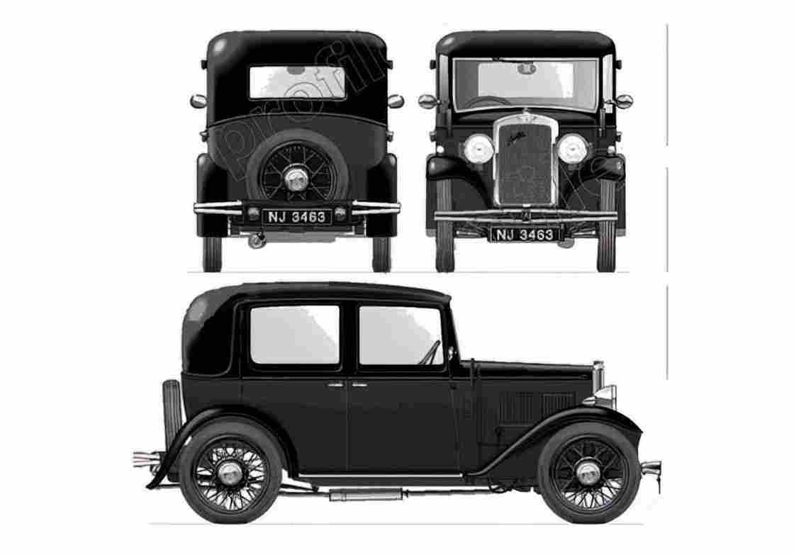 Blueprint austin 10 4 saloon 1932 01 A4 Photo Print