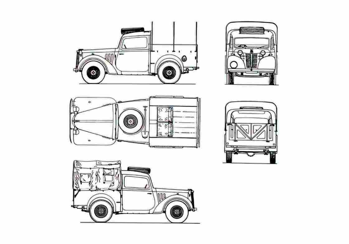 Blueprint austin 10hp 4x2 light utility tily 1940 01 A4 Photo Print