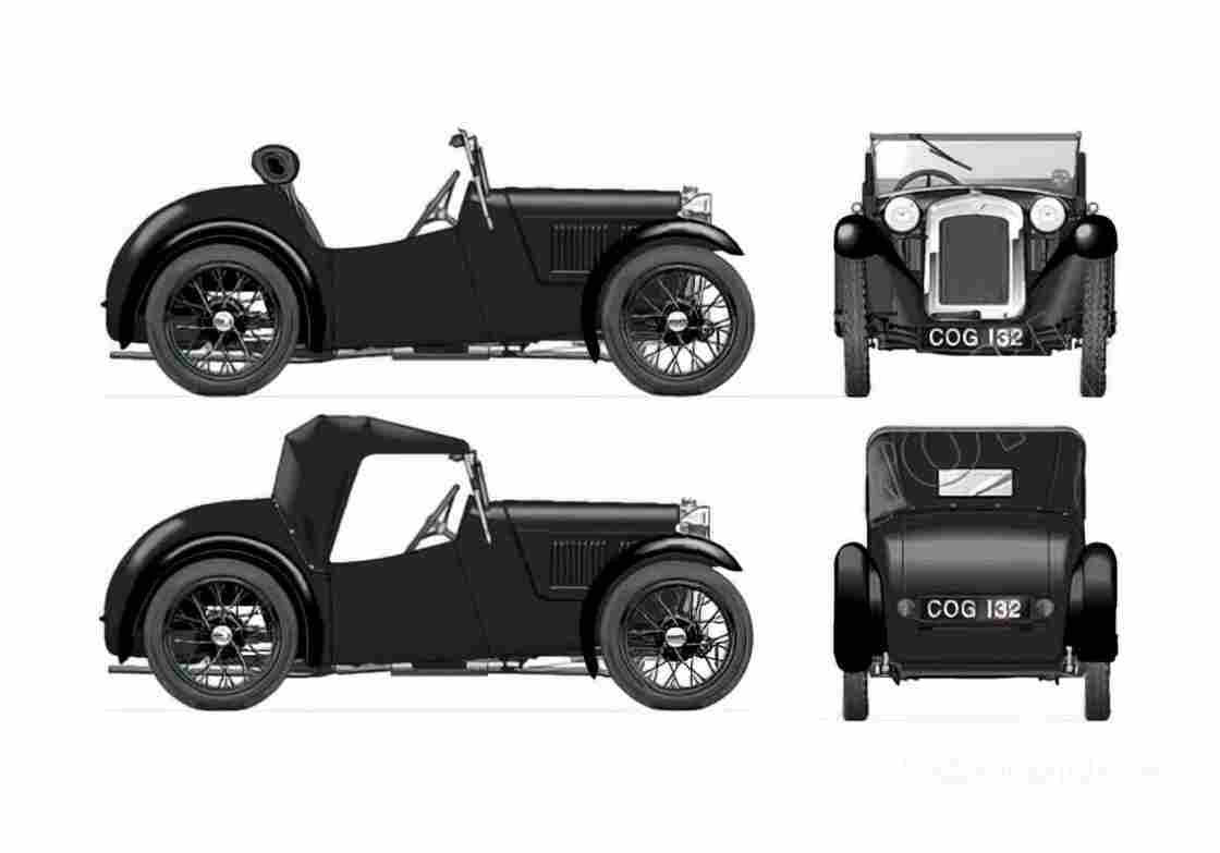 Blueprint austin 7 nippy 1934 01 A4 Photo Print