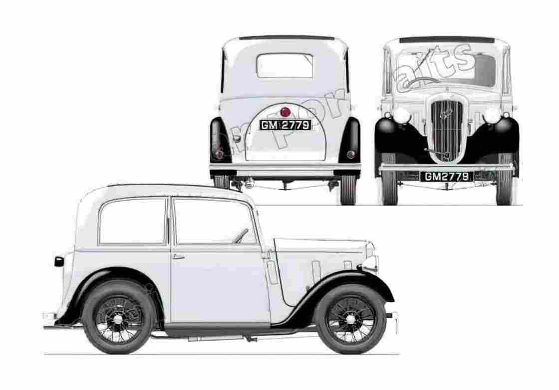 Blueprint austin 7 ruby saloon arq 1934 43945 01 A4 Photo Print