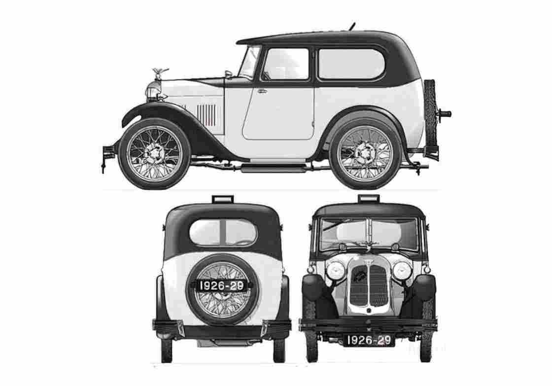 Blueprint austin 7 swallow saloon 1933 01 A4 Photo Print