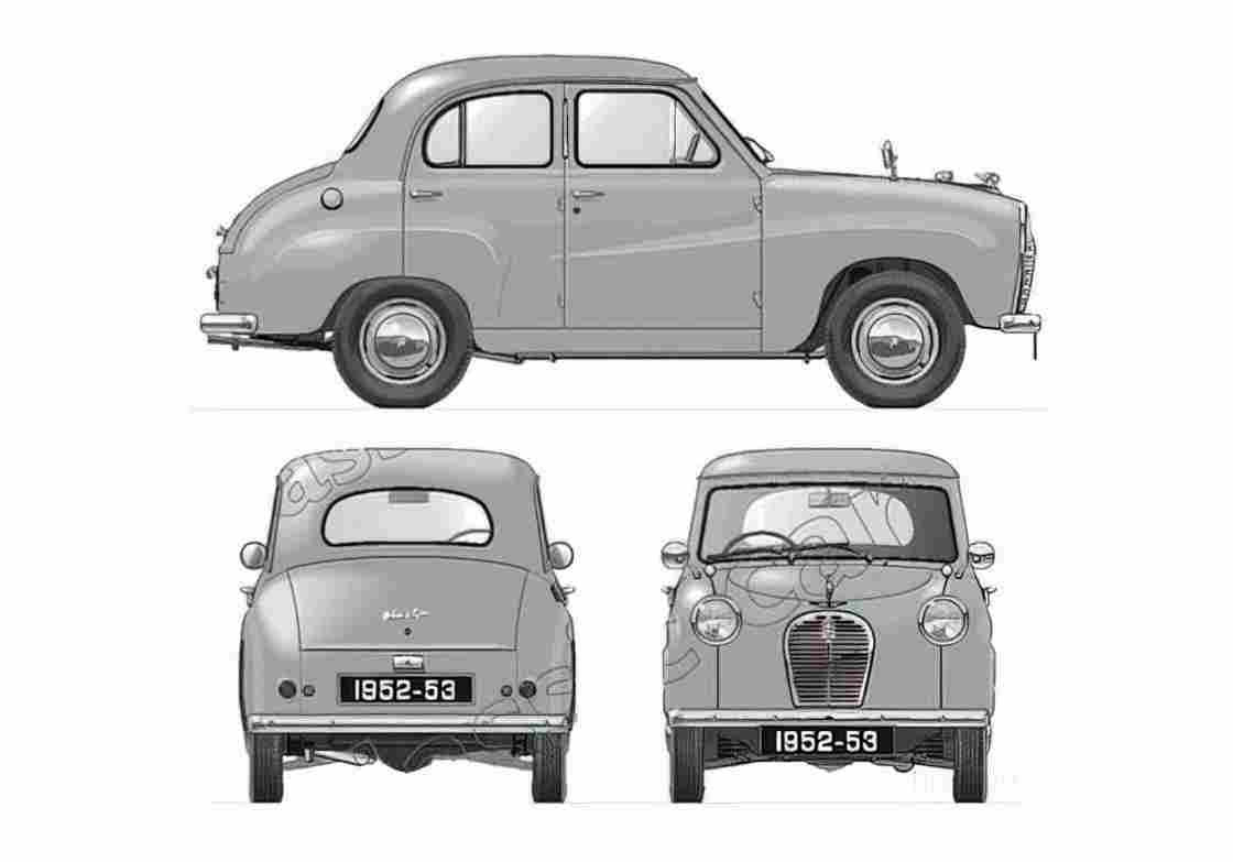 Blueprint austin a30 4 door saloon 1953 01 A4 Photo Print