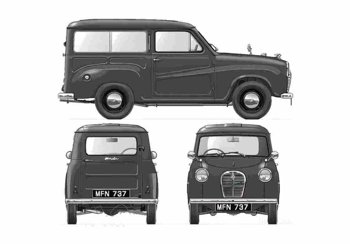 Blueprint austin a30 countryman 1954 01 A4 Photo Print