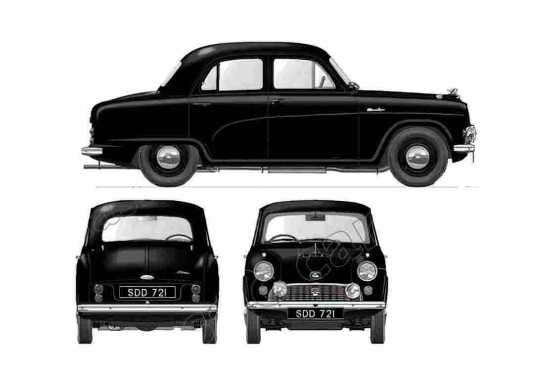 Blueprint austin a40 cambridge 1956 01 A4 Photo Print