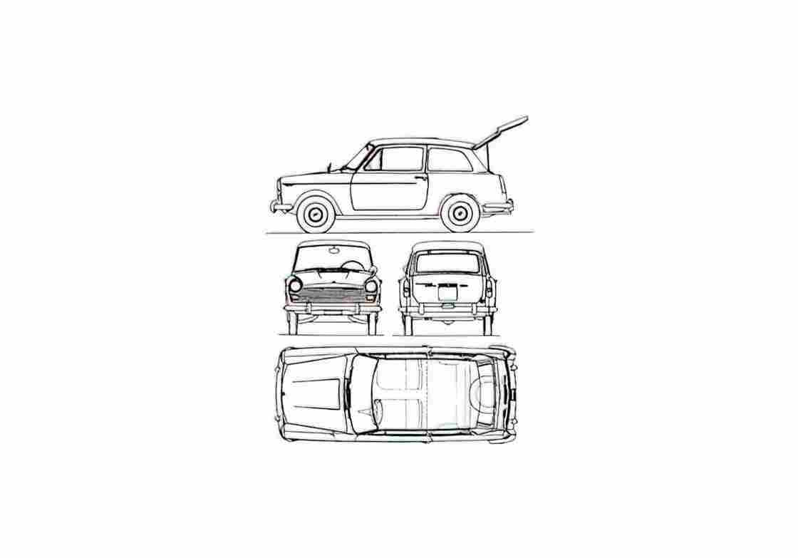 Blueprint austin a40 countryman 1966 01 A4 Photo Print