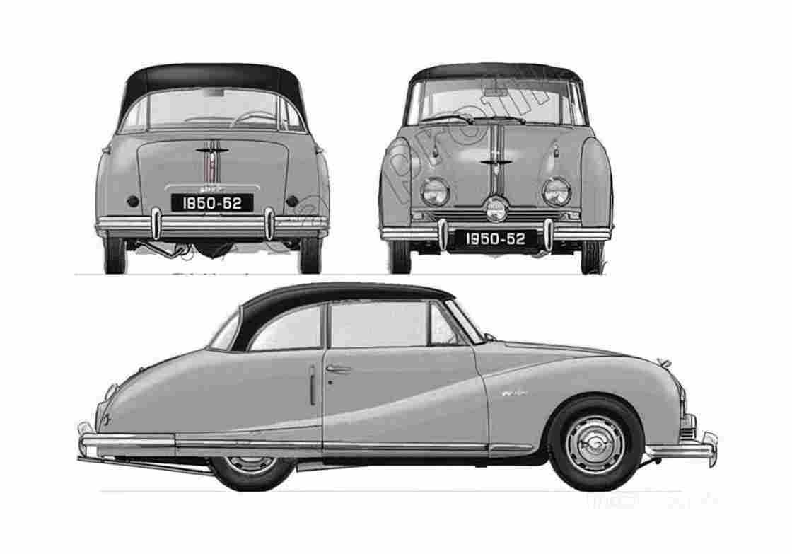 Blueprint austin a90 atlantic coupe 1950 01 A4 Photo Print