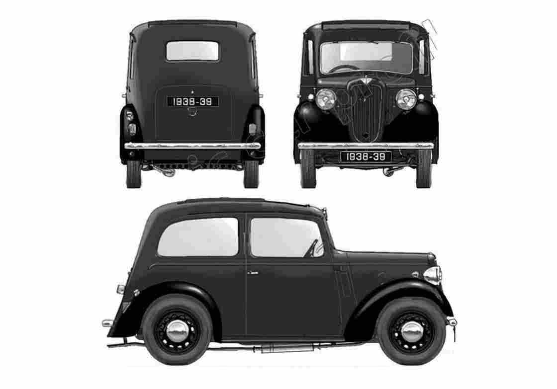 Blueprint austin big seven 2 door 1938 39 01 A4 Photo Print