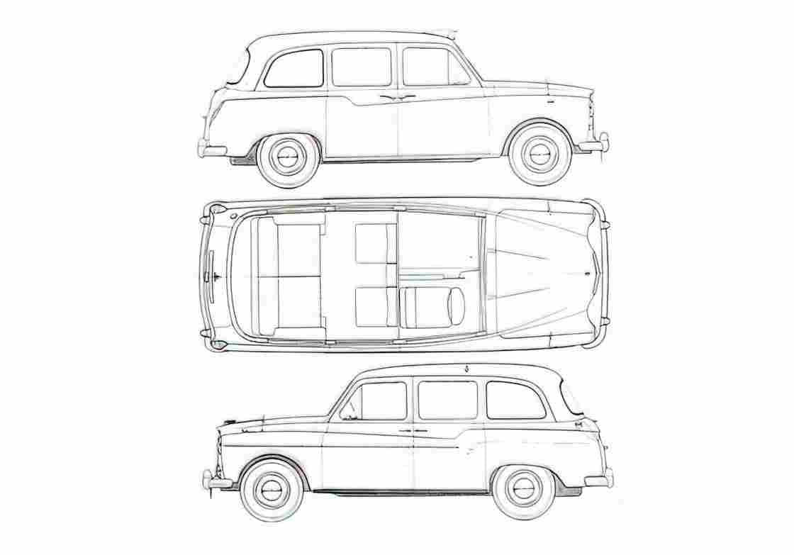 Blueprint austin fx4 taxi 1960 01 A4 Photo Print