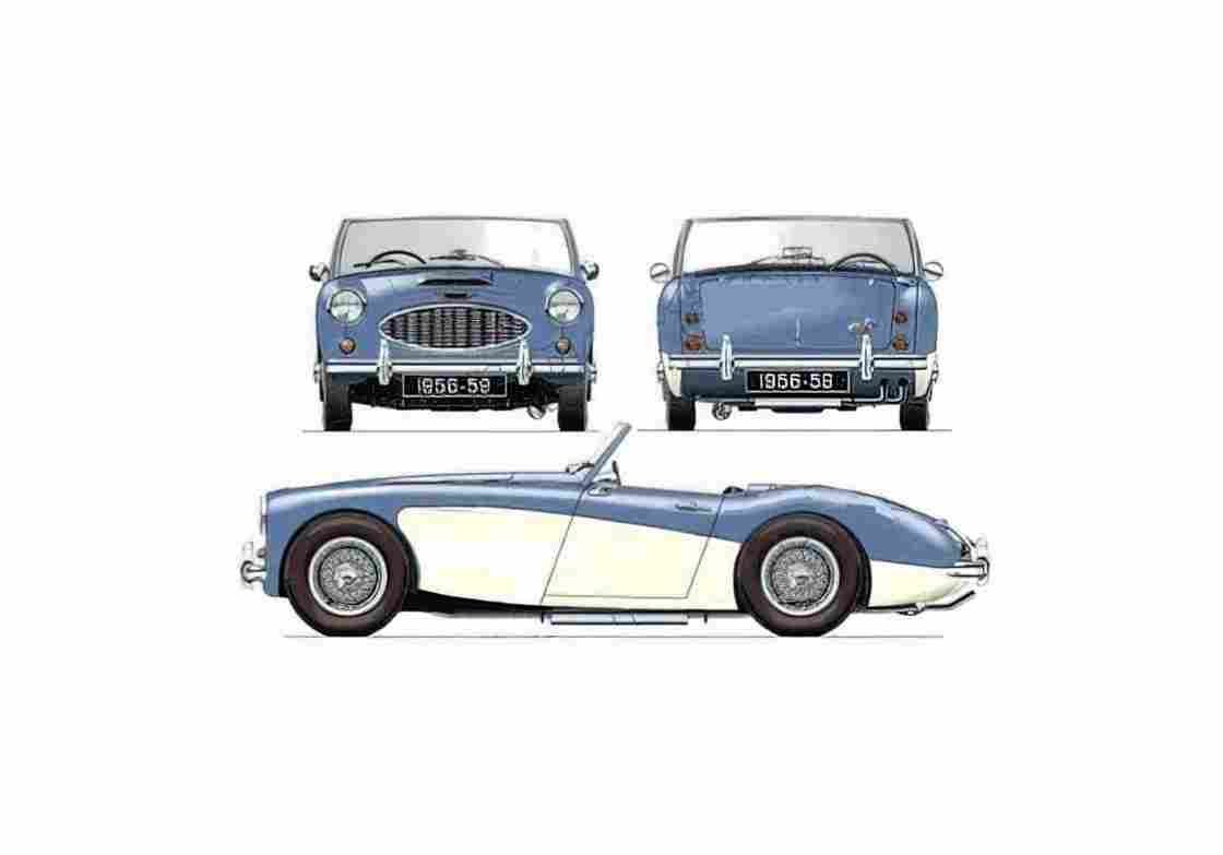 Blueprint austin healey 100 6 bn6 1956 44506 01 A4 Photo Print