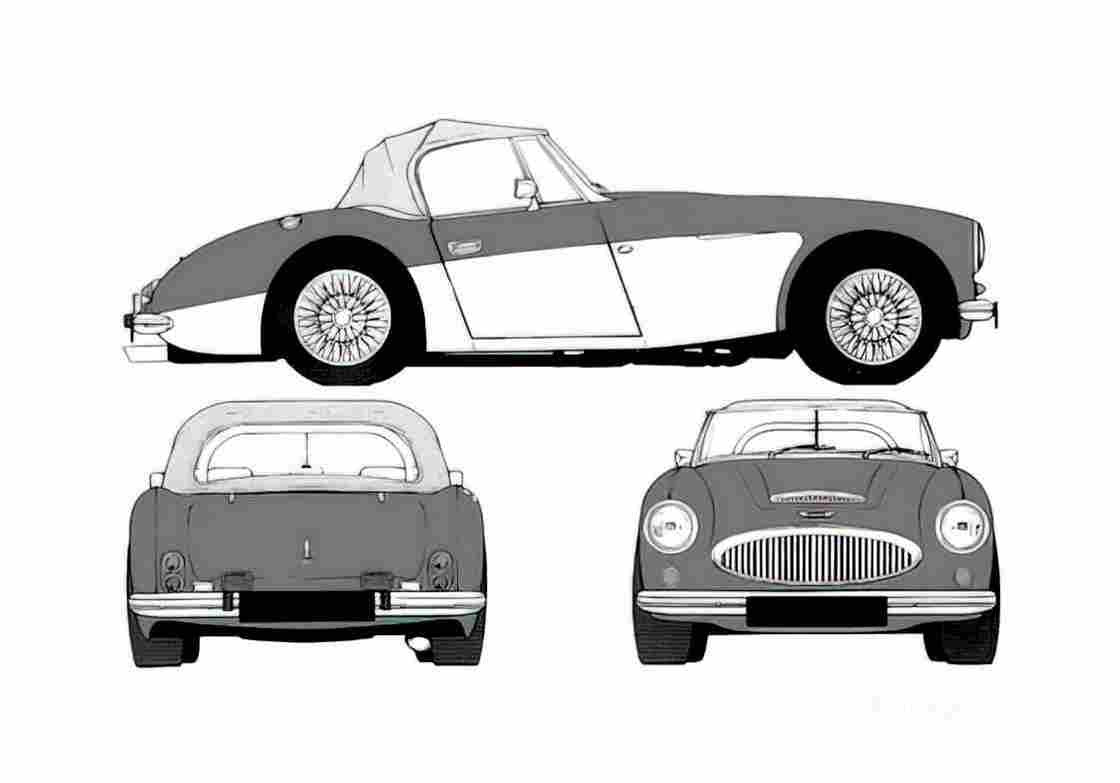 Blueprint austin healey 3000 01 A4 Photo Print