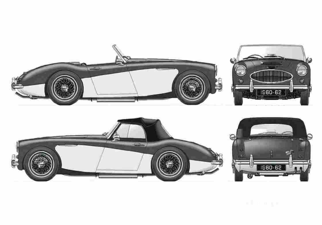 Blueprint austin healey 3000 mkll 1962 01 A4 Photo Print