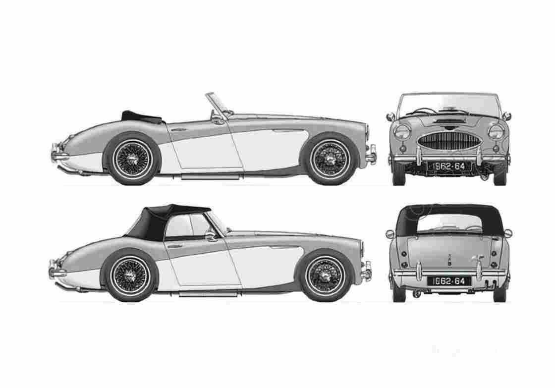 Blueprint austin healey 3000 mkll convertible 1962 01 A4 Photo Print