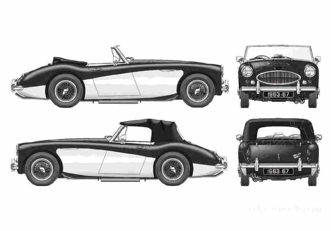 Blueprint austin healey 3000 mklli 1963 01 A4 Photo Print