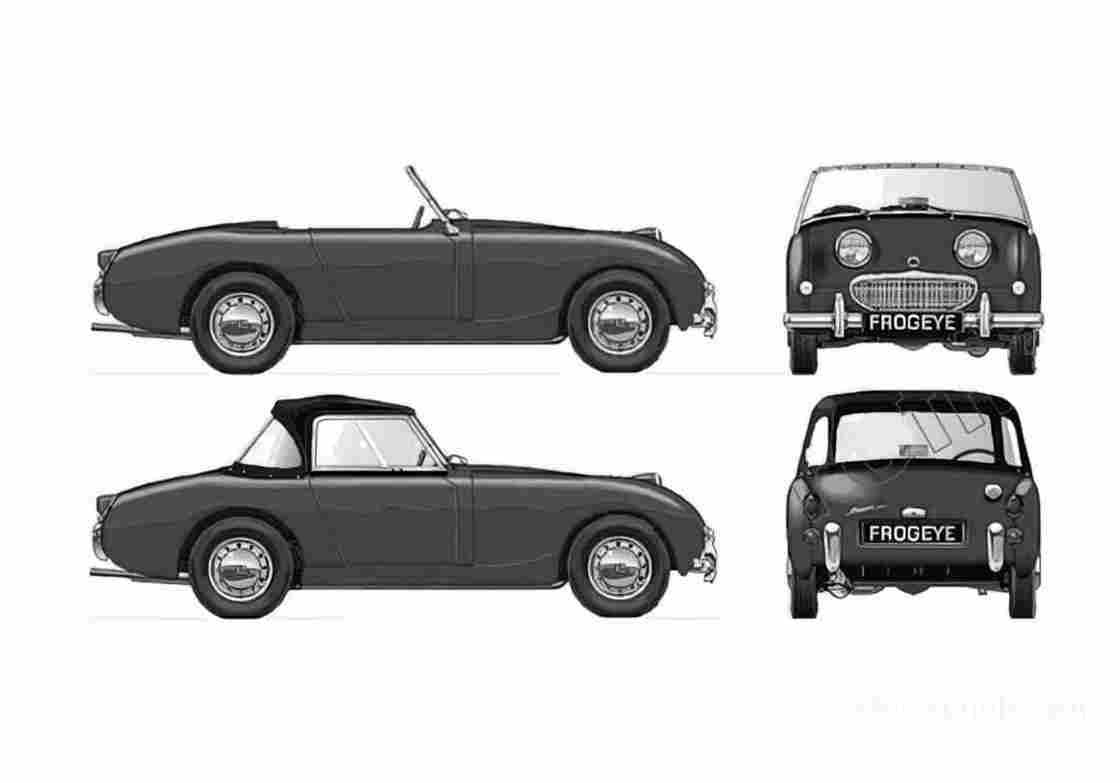 Blueprint austin healey sprite mki 1958 61 01 A4 Photo Print