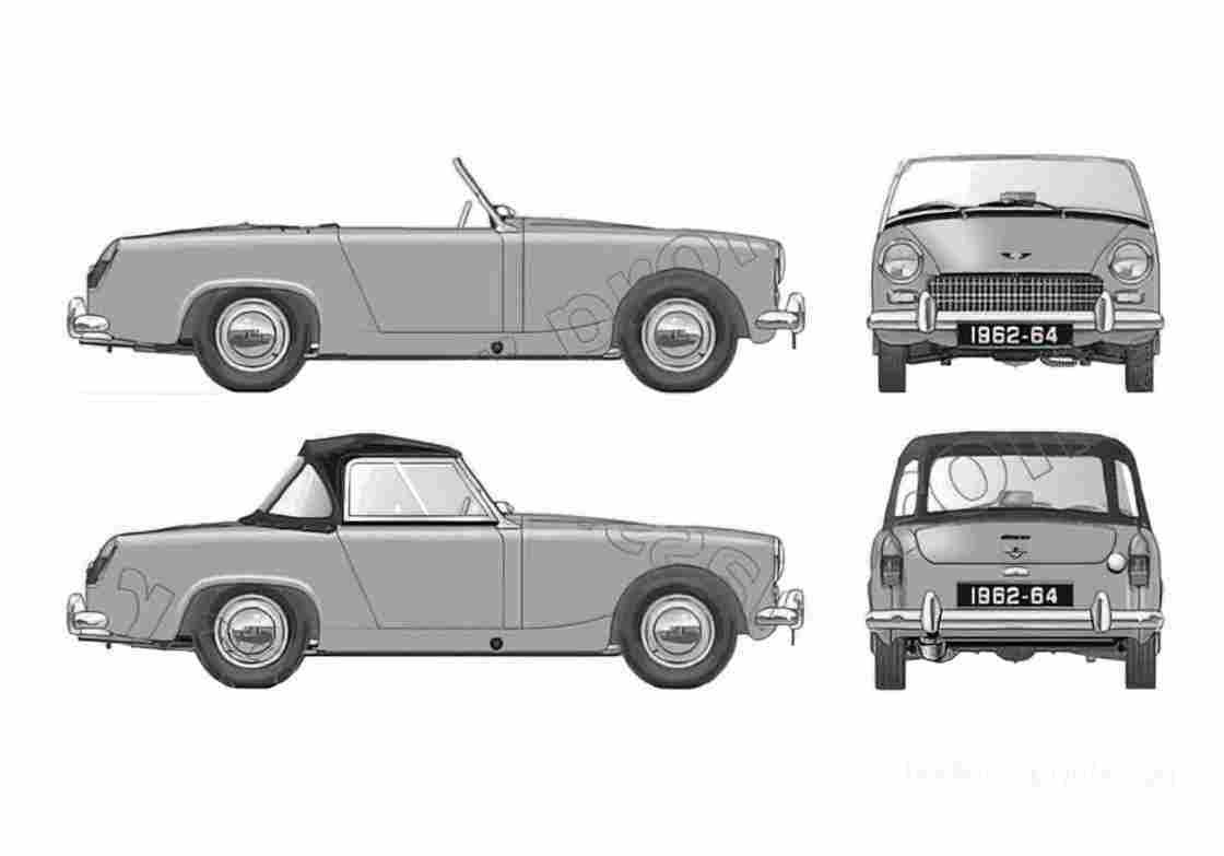 Blueprint austin healey sprite mkii 1098cc 1962 01 A4 Photo Print