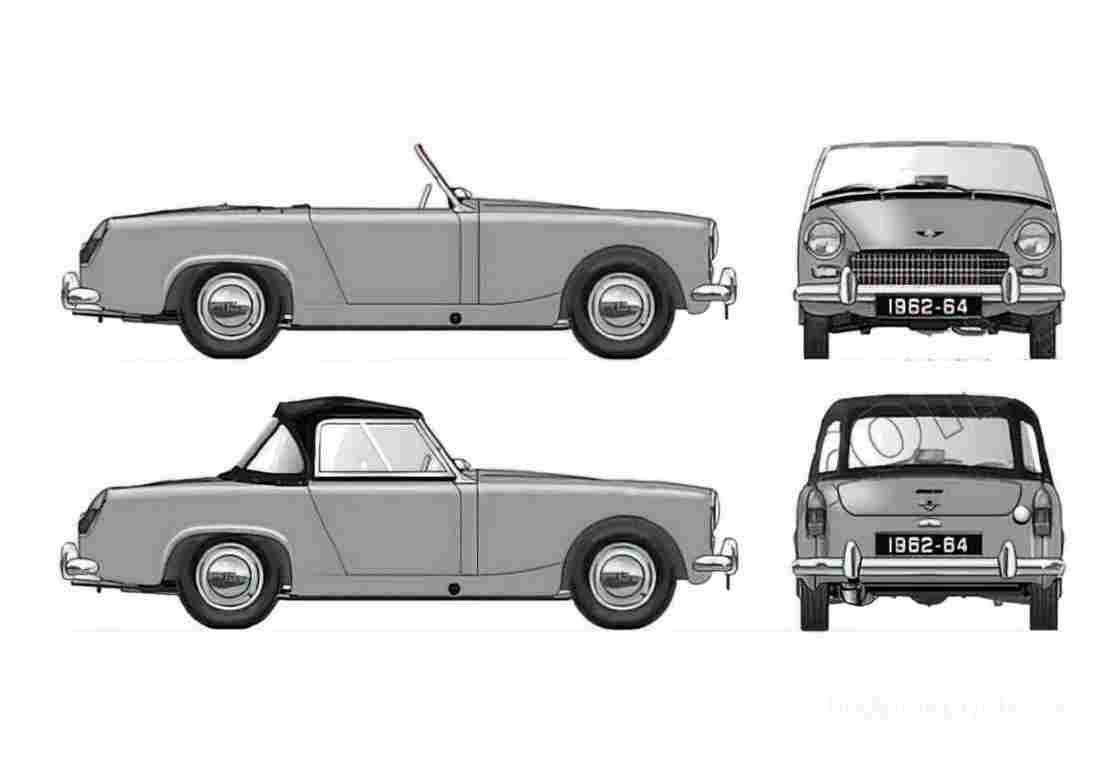 Blueprint austin healey sprite mkii 1962 64 01 A4 Photo Print