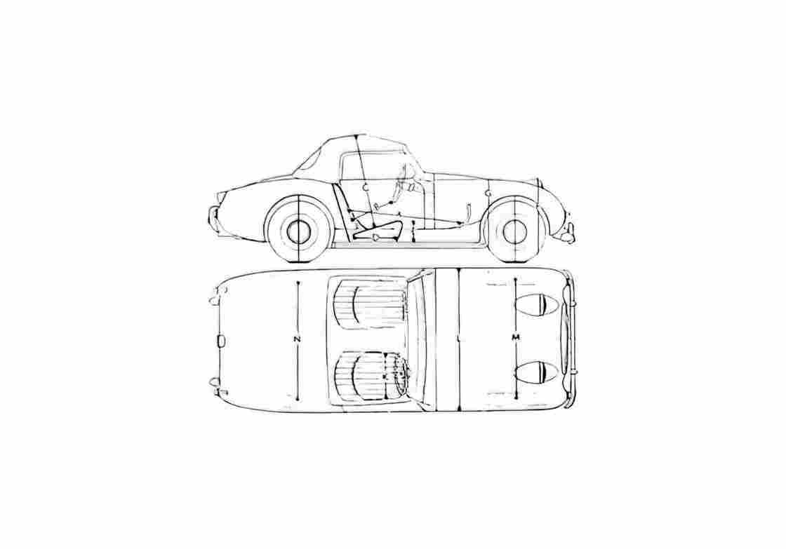 Blueprint austin healy sprite 1959 2 01 A4 Photo Print