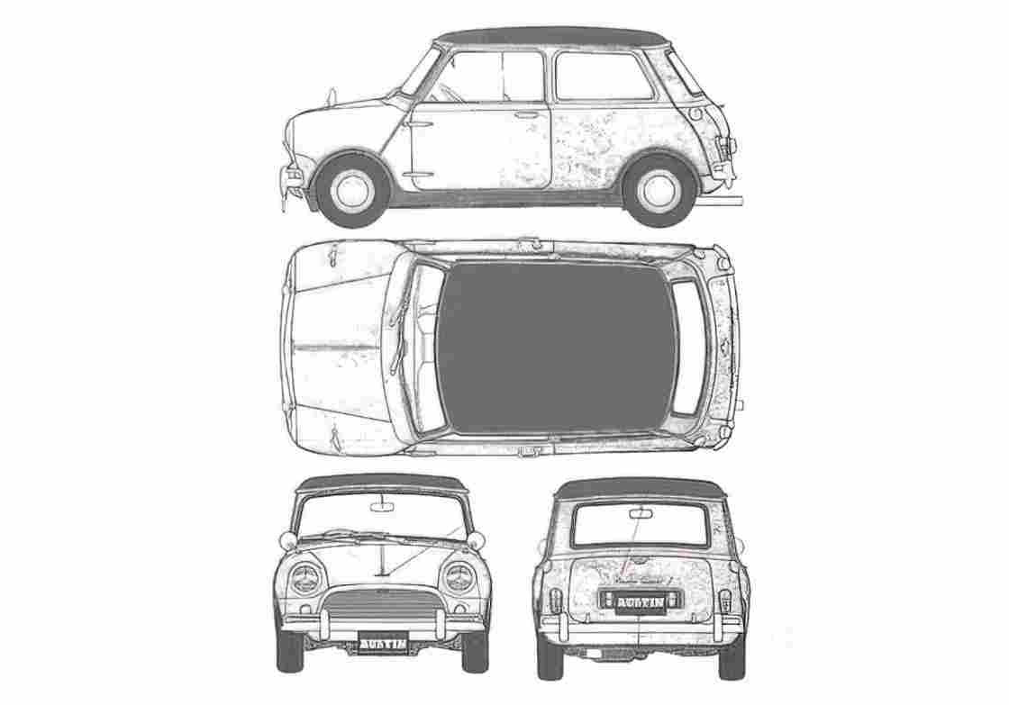 Blueprint austin mini cooper 1275 01 A4 Photo Print