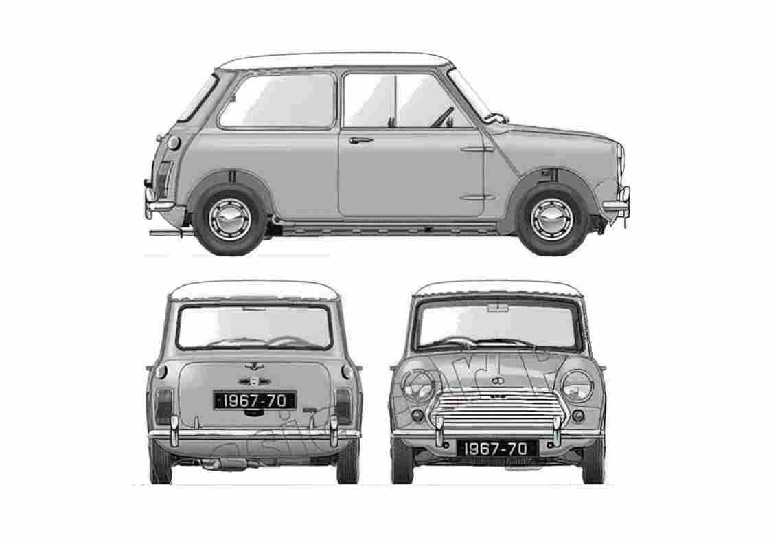 Blueprint austin mini cooper mkii 1967 70 01 A4 Photo Print