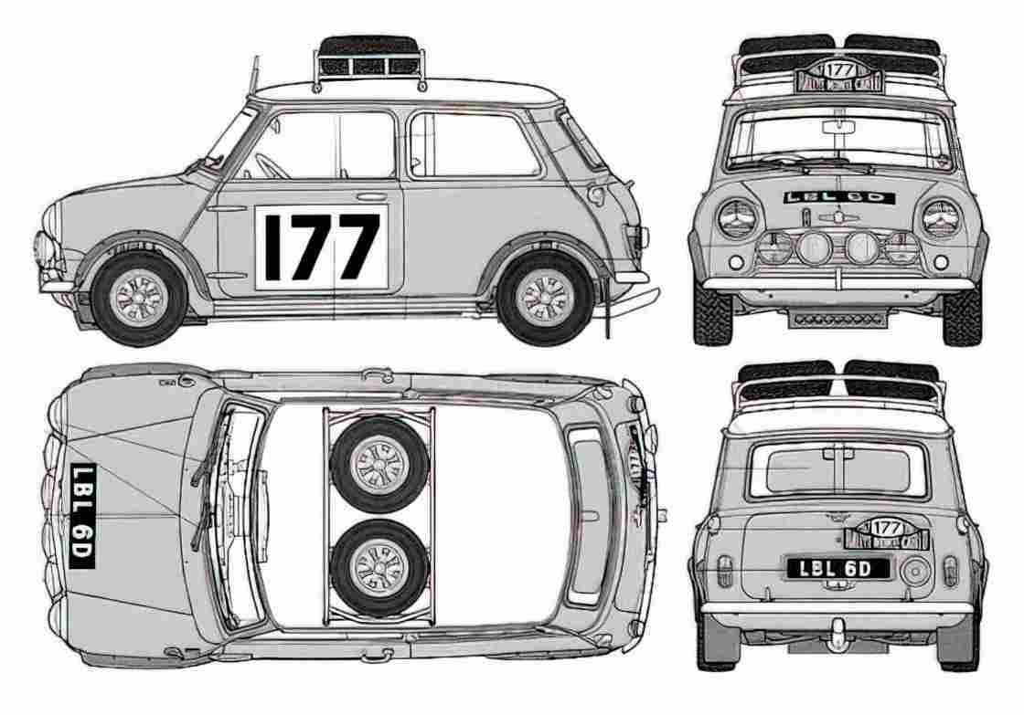 Blueprint austin mini cooper s 1275 rally 1965 01 A4 Photo Print