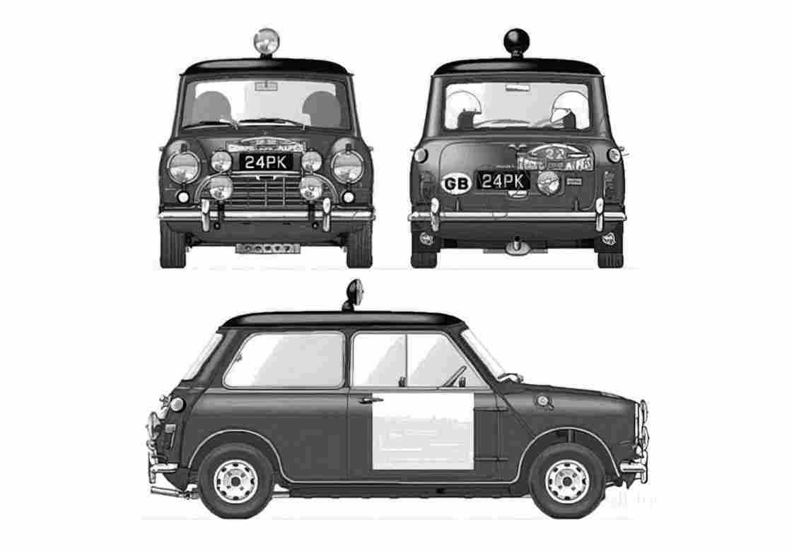 Blueprint austin mini cooper s 1963 01 A4 Photo Print