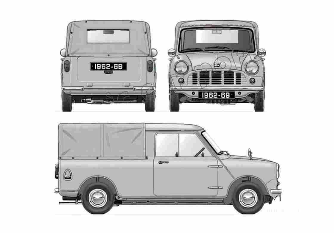 Blueprint austin mini pick up 1962 01 A4 Photo Print