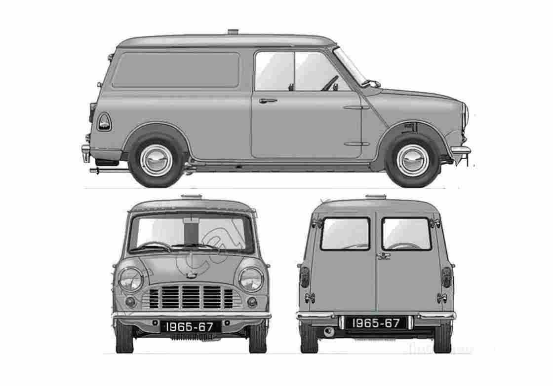 Blueprint austin mini van 1965 01 A4 Photo Print