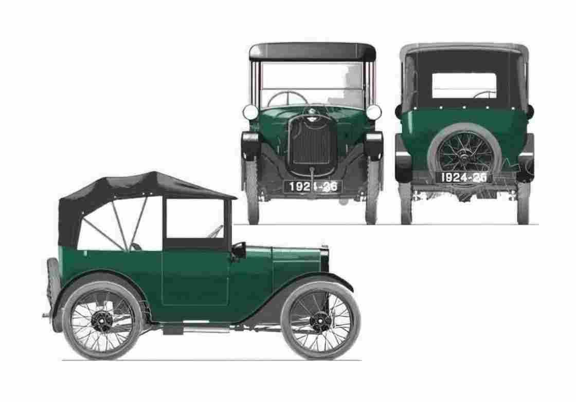 Blueprint austin seven ab tourer 1923 44510 01 A4 Photo Print