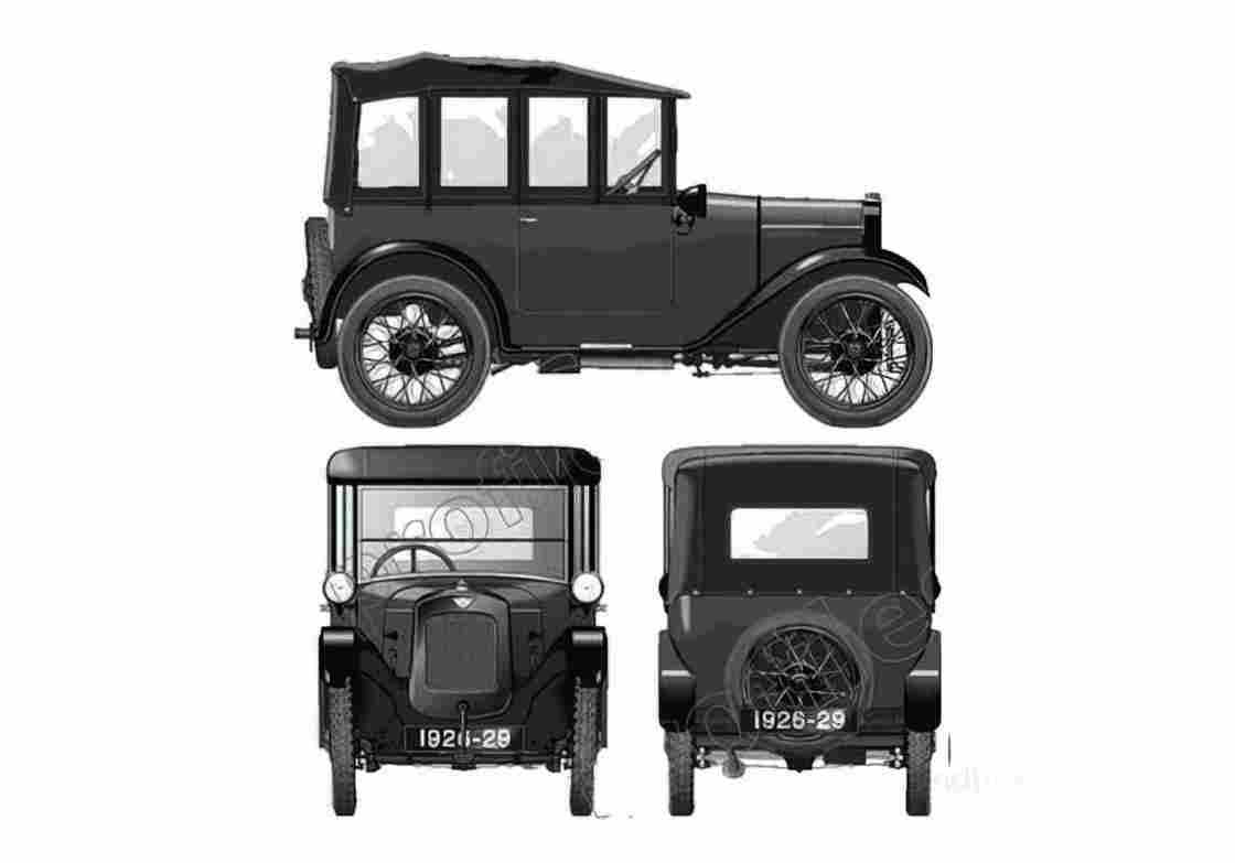 Blueprint austin seven ad tourer 1926 28 01 A4 Photo Print