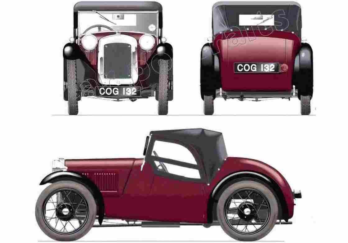 Blueprint austin seven nippy 1936 41925 A4 Photo Print