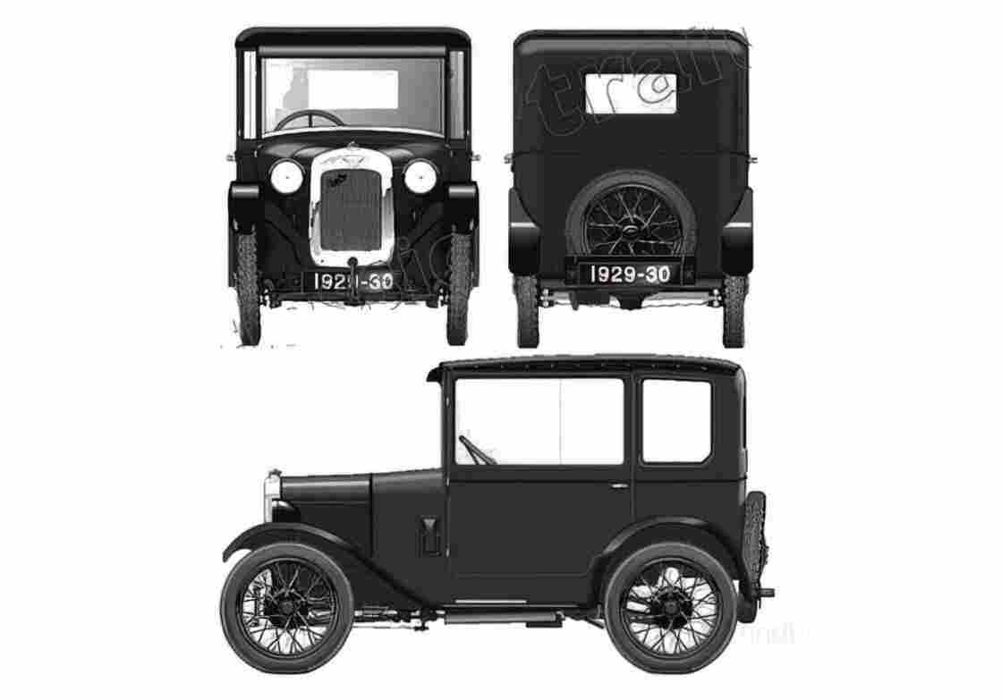Blueprint austin seven rg saloon 1929 01 A4 Photo Print