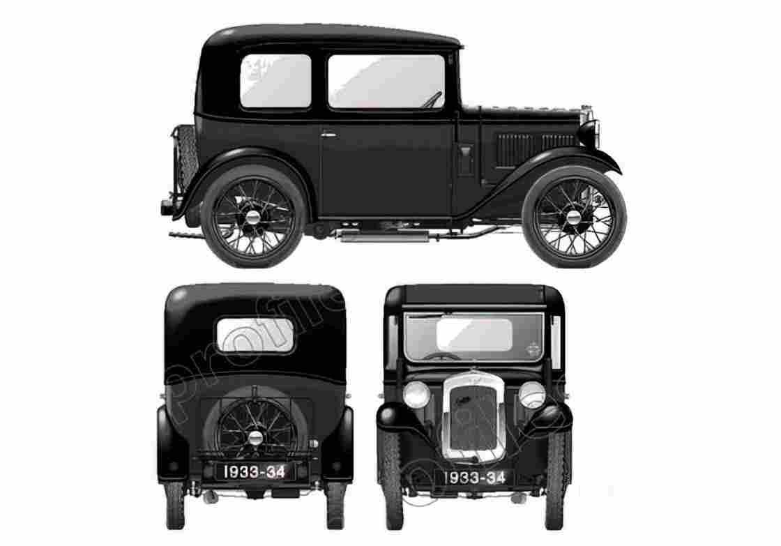Blueprint austin seven rp box saloon de luxe 1933 34 01 A4 Photo Print