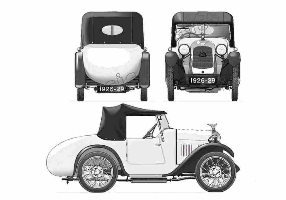 Blueprint austin seven swallow 1929 01 A4 Photo Print