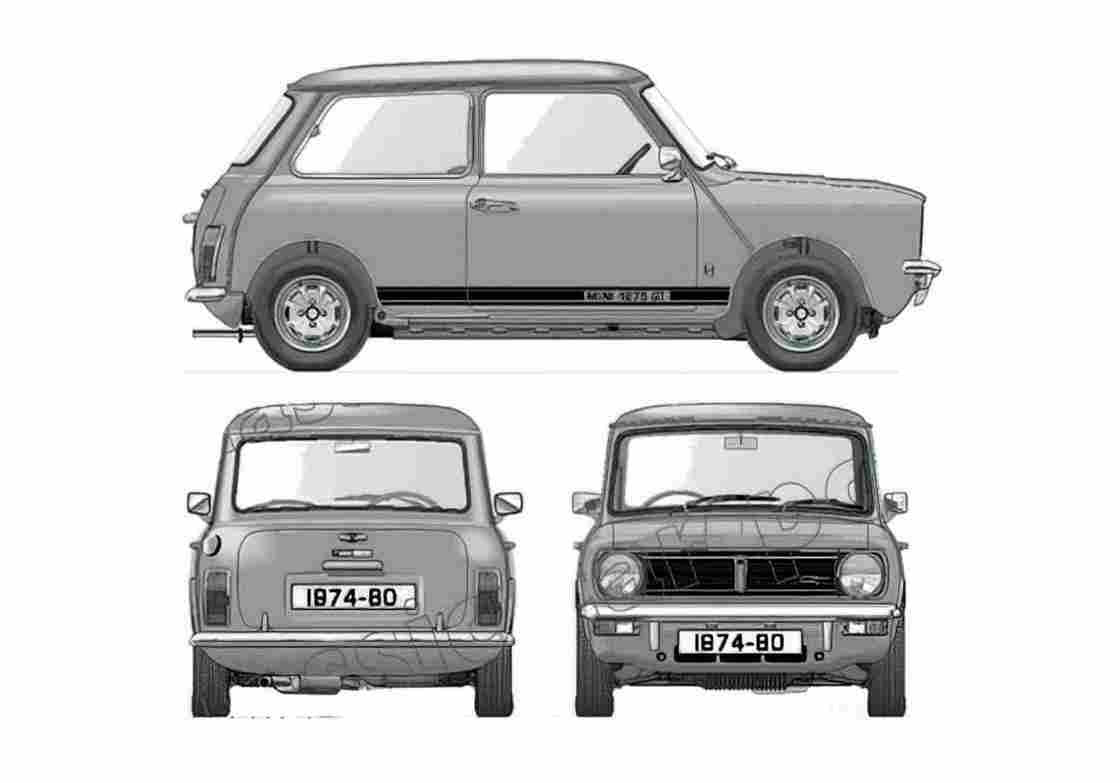 Blueprint bl mini 1275 gt 1974 01 A4 Photo Print