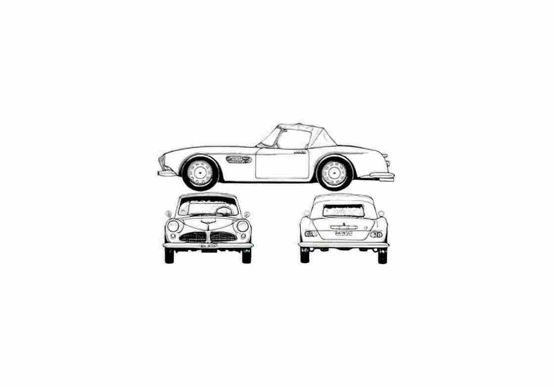 Blueprint bmw 507 42331 01 2) A4 Photo Print