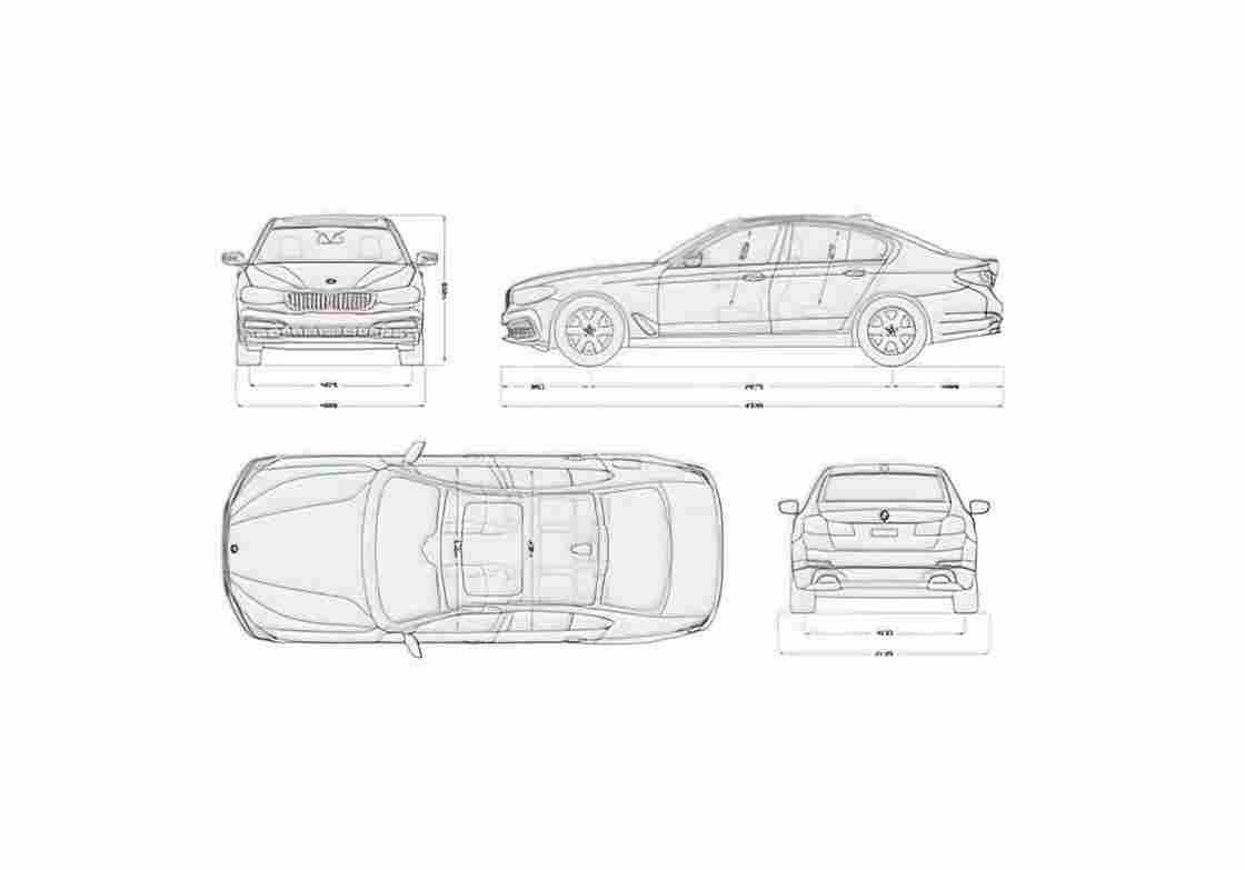 Blueprint bmw 530i xDrive 1) A4 Photo Print