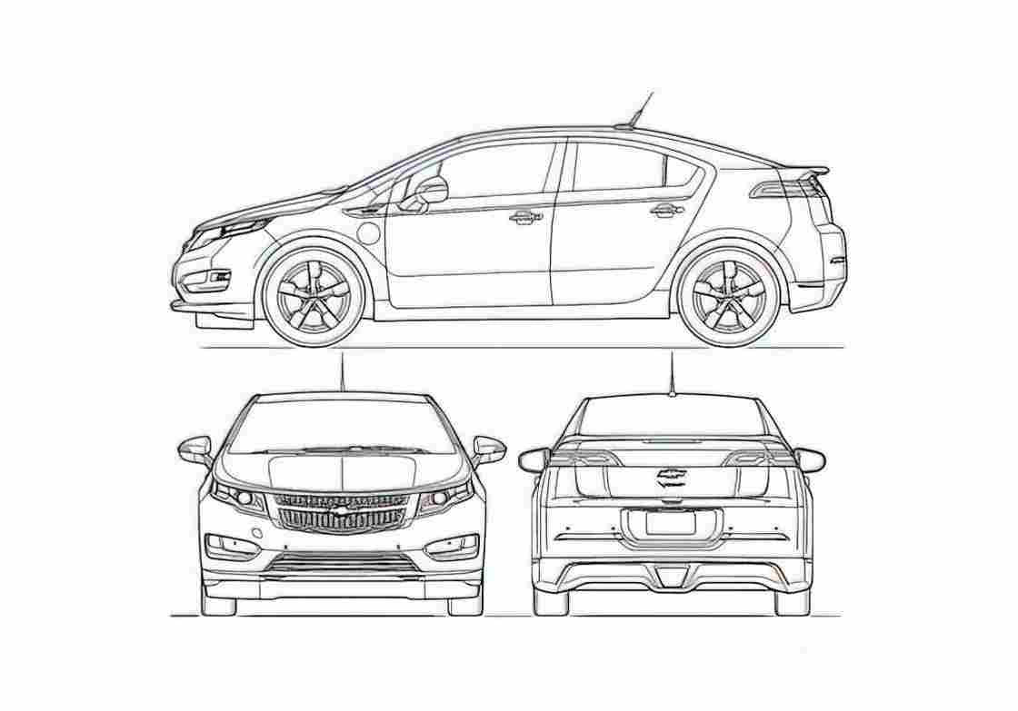 Blueprint chevrolet volt 2011 47980 A4 Photo Print