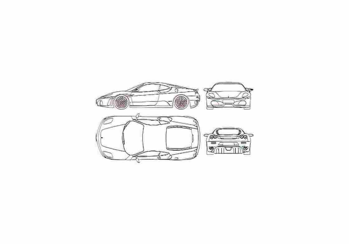 Blueprint ferrari f430 01 A4 Photo Print