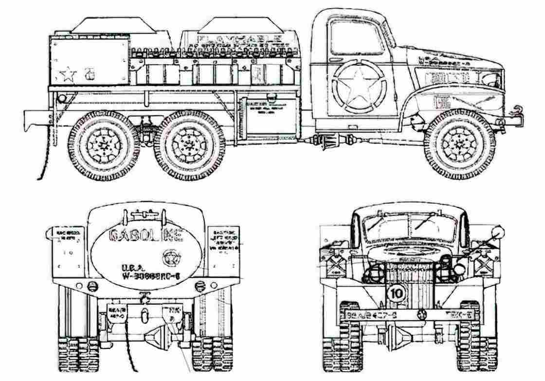 Blueprint gmc cckw 353 fuel tanker 58813 A4 Photo Print