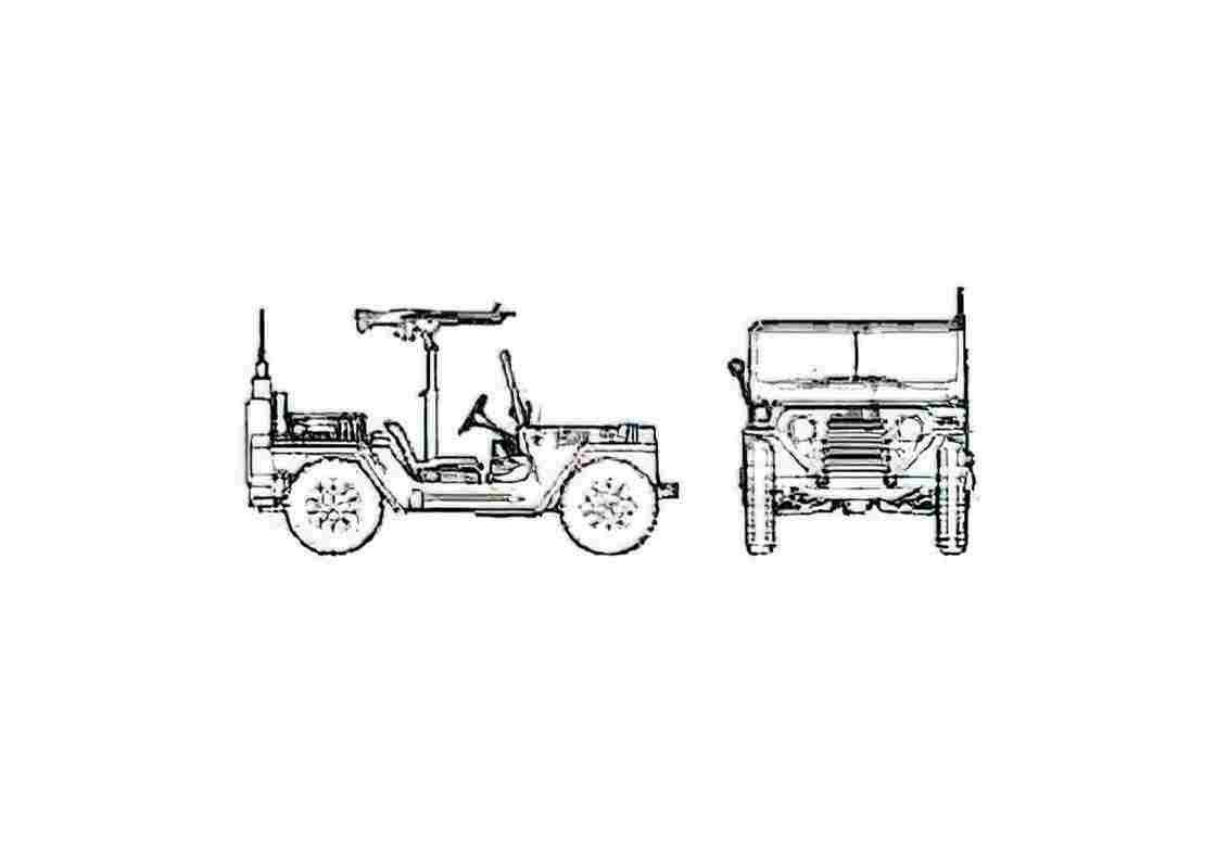Blueprint m151a1 mutt 01 A4 Photo Print
