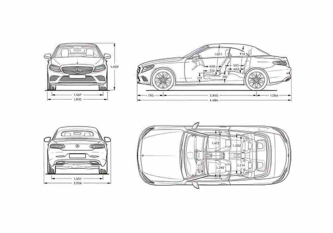 Blueprint mercedes a205 A4 Photo Print