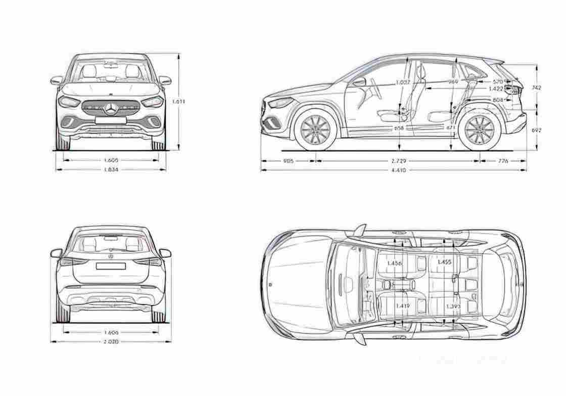Blueprint mercedes gla 2020 A4 Photo Print