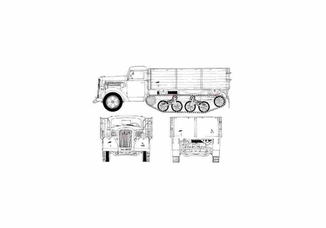 Blueprint opel maultier 01 A4 Photo Print