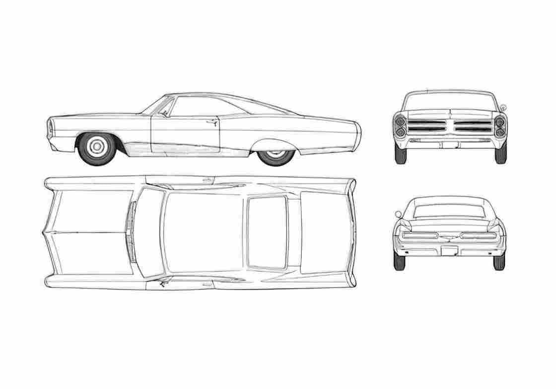 Blueprint pontiac bonneville 1966 01 A4 Photo Print