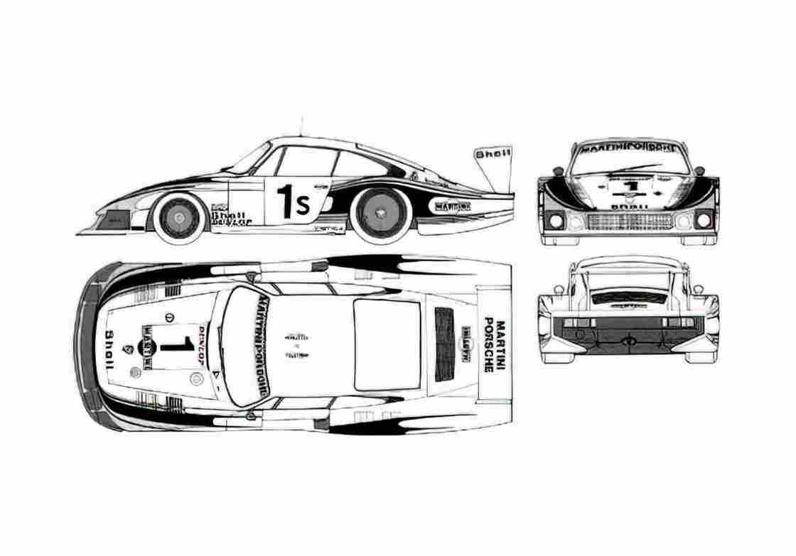 Blueprint porsche 935 1978 01 A4 Photo Print