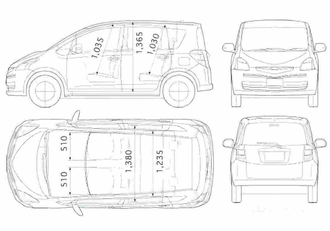 Blueprint razmery toyota ractis 1 A4 Photo Print